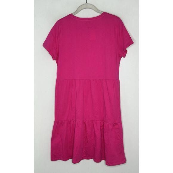 J.Crew Women’s Hot Pink Ruffle Tiered Cotton Short Sleeve Dress Size Small NEW - Picture 5 of 5